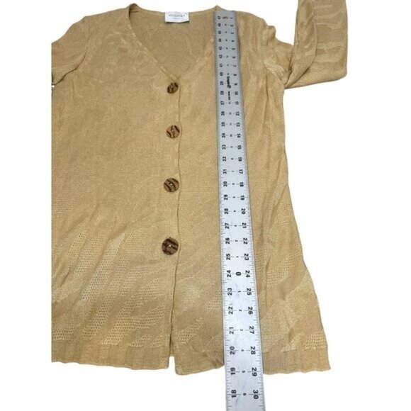 Stizzoli Jacquard Linen Button Down Cardigan Skirt Set Size 44 L-XL Camel Preppy - Picture 5 of 16